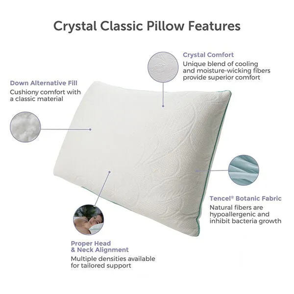 Protect-A-Bed Crystal Tencel Cooling Pillow, Memory Foam & Innerspring