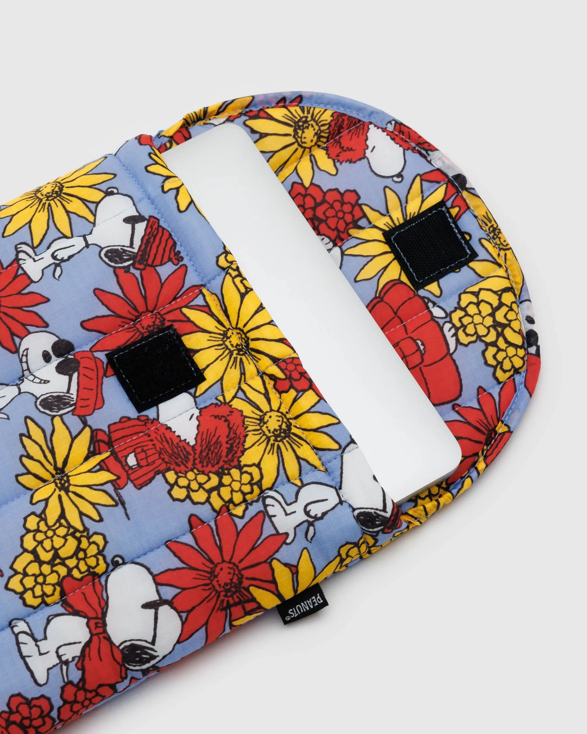 Puffy Laptop Sleeve 13"/14" - Floral Snoopy