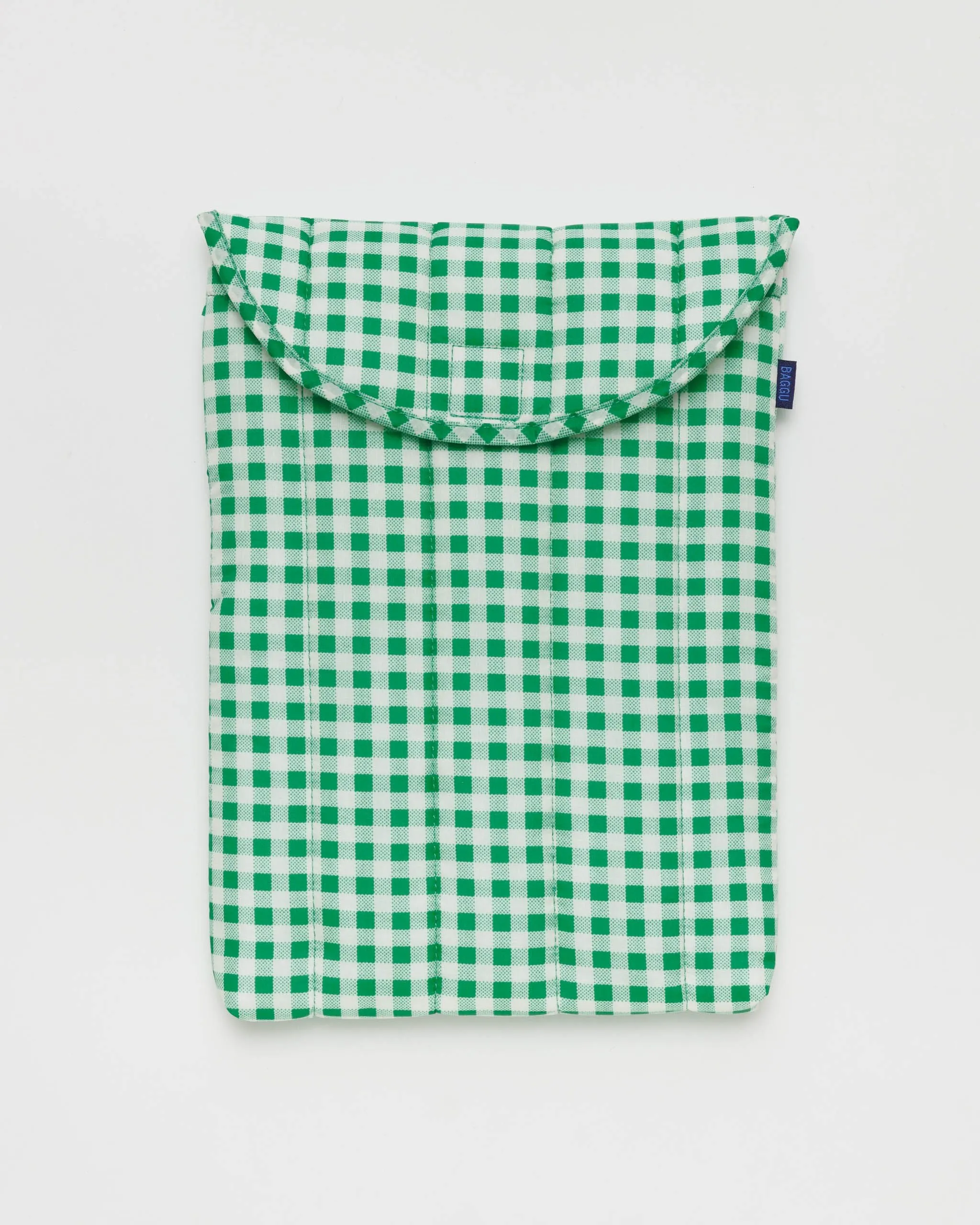 Puffy Laptop Sleeve 13"/14" - Green Gingham