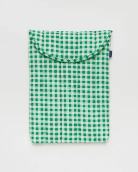 Puffy Laptop Sleeve 13"/14" - Green Gingham