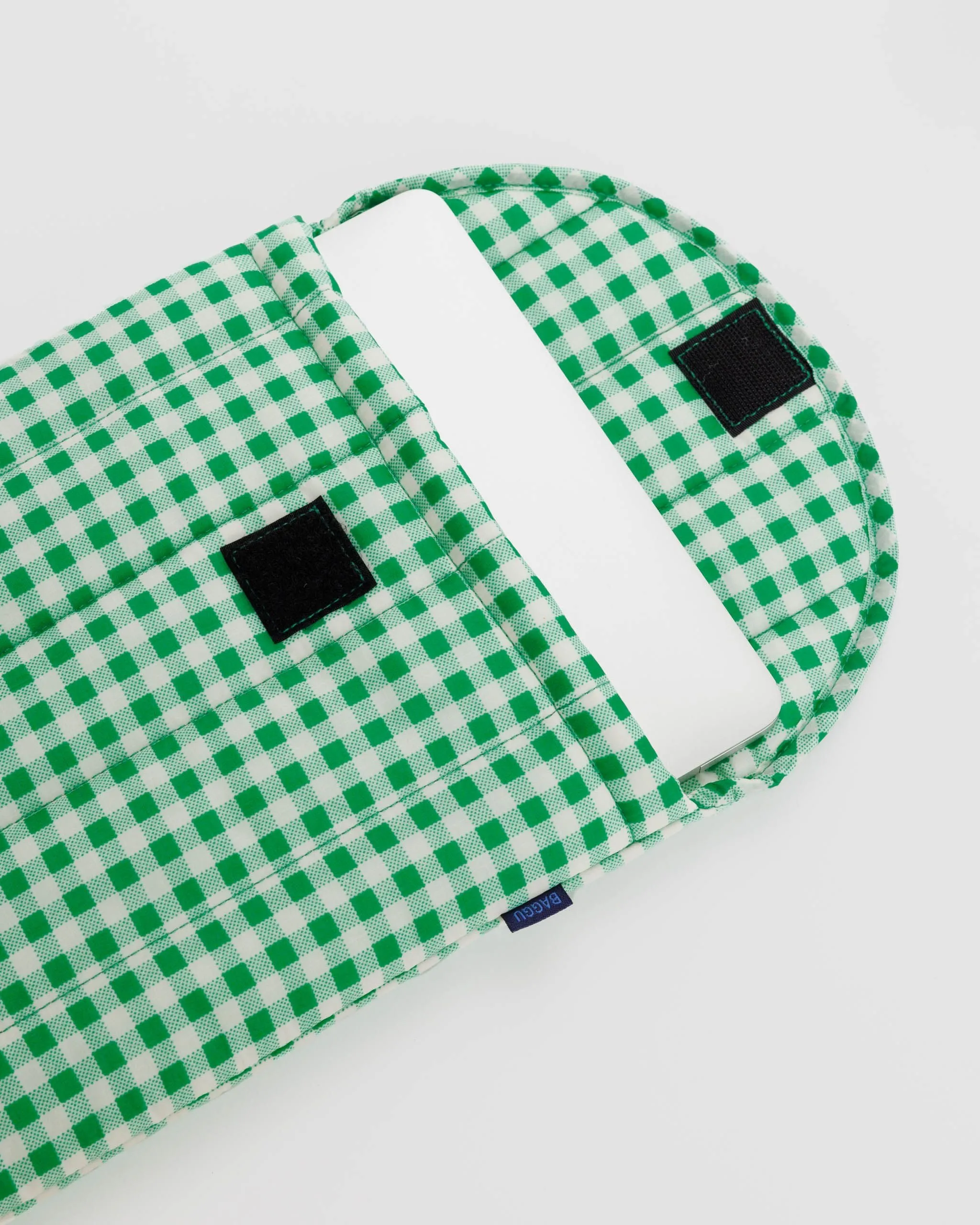 Puffy Laptop Sleeve 13"/14" - Green Gingham