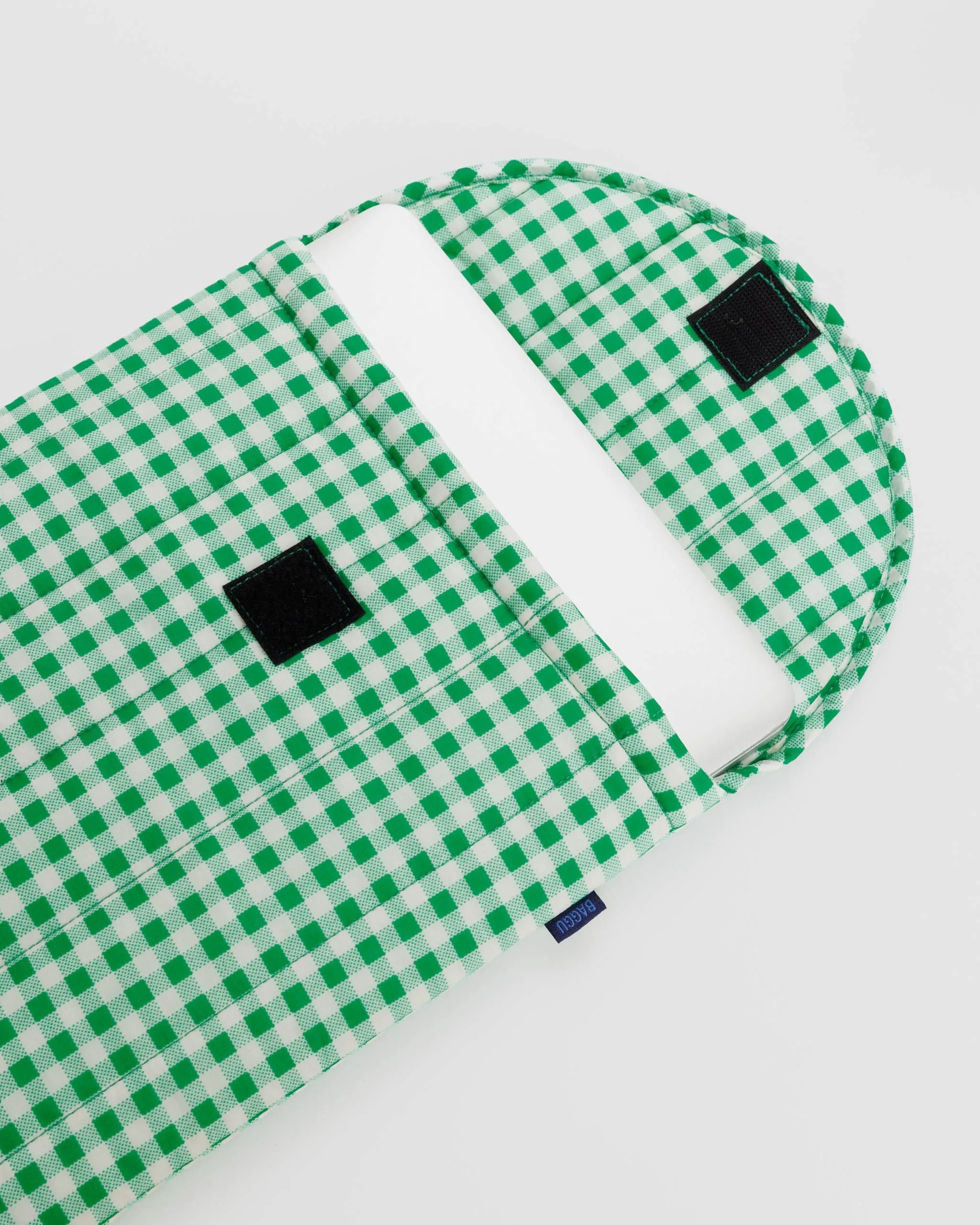 Puffy Laptop Sleeve 16" - Green Gingham