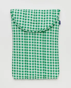 Puffy Laptop Sleeve 16" - Green Gingham