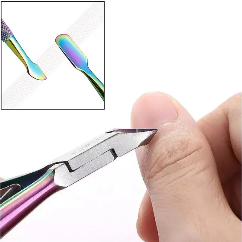 Rainbow Set Nipper and Cuticle Pusher Scraper