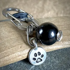 Shungite Bead Pendant, Shungite for Pets, Paw Charm, Cat or Dog