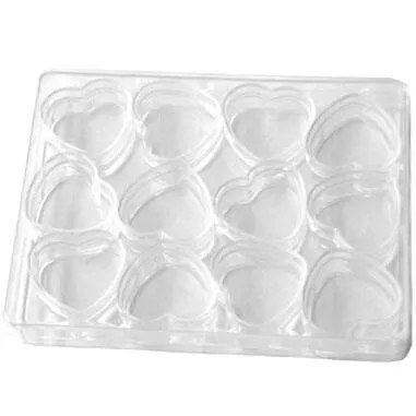 Small Plastic Clear Jar - Heart Shape 12pcs Pack