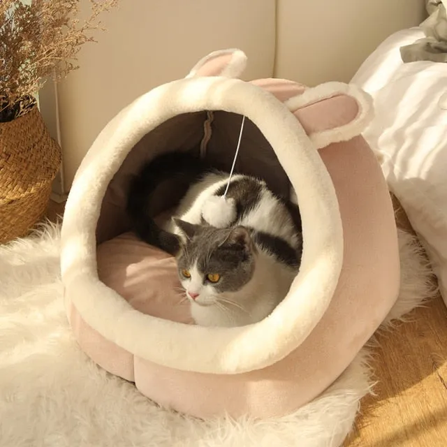 Sweet Warm Pet Basket Cozy Kitten Lounger Cushion Cat Bed