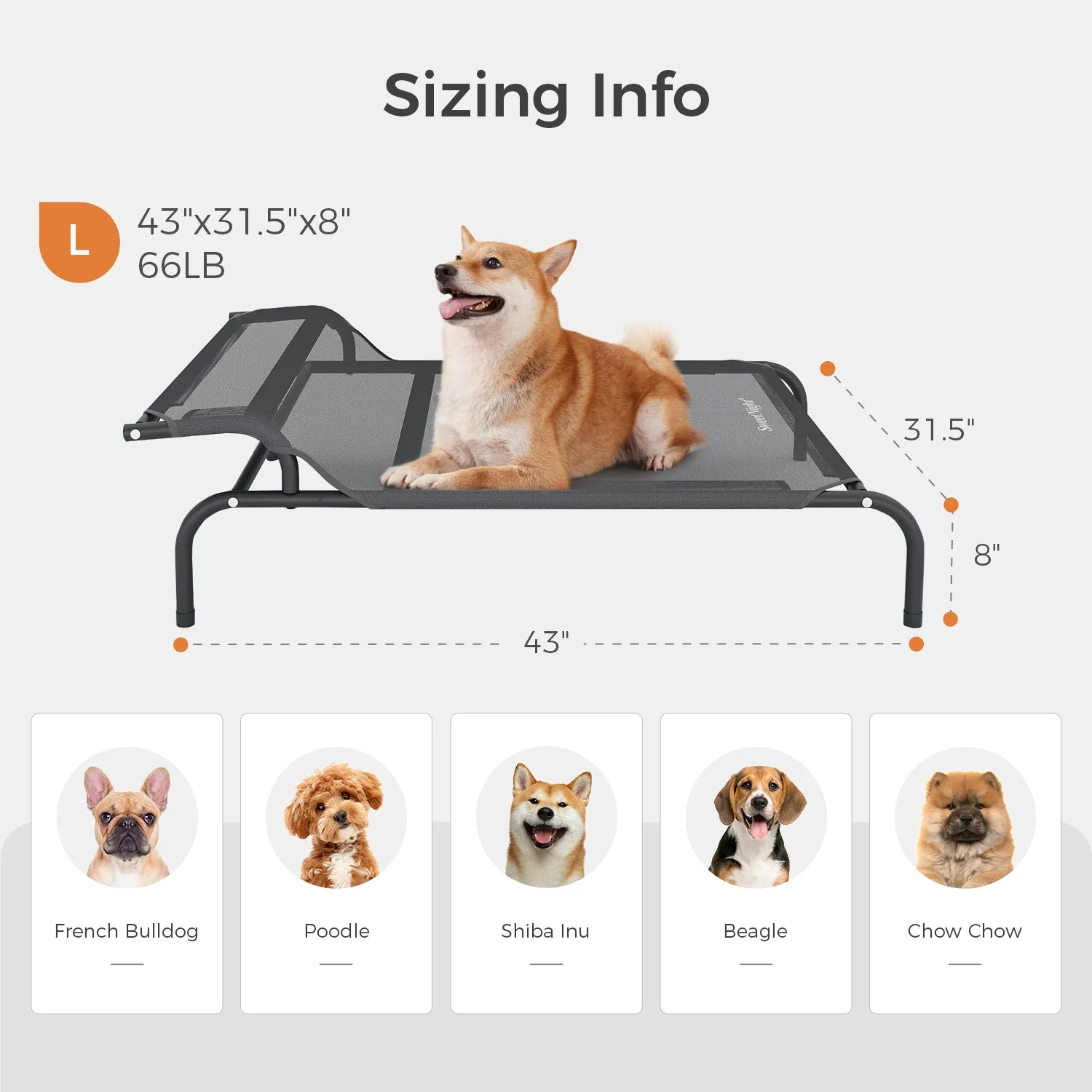 SweetNight Elevated Cooling Dog Bed