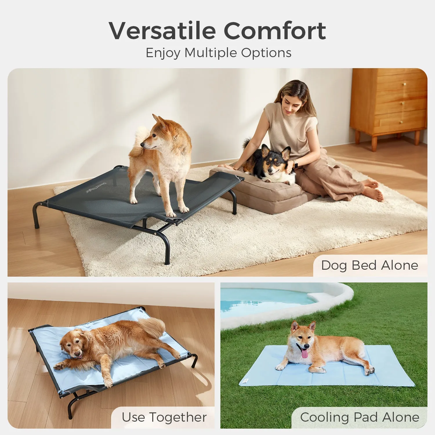 SweetNight Elevated Cooling Dog Bed