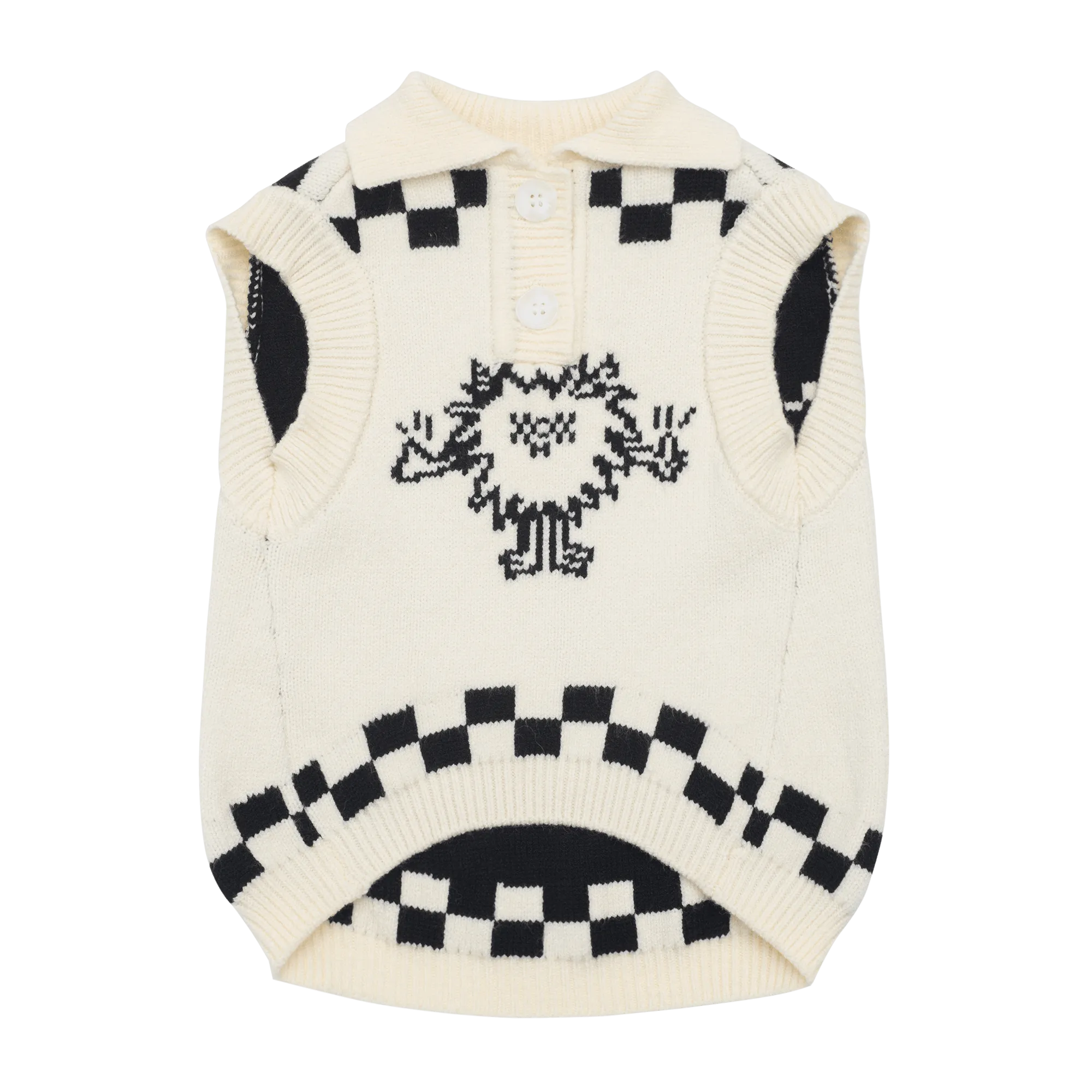 TAKA Original Furry friends Moody Bob Mosaic Checkboard knit vest