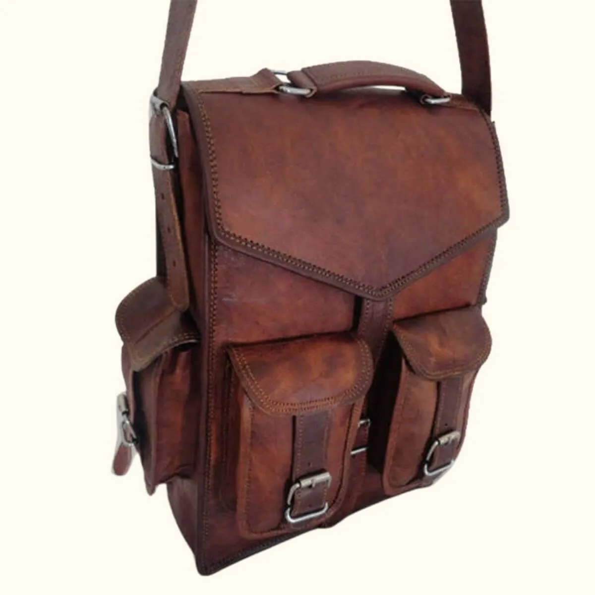 The Angry Armadillo - Brown Leather Backpack