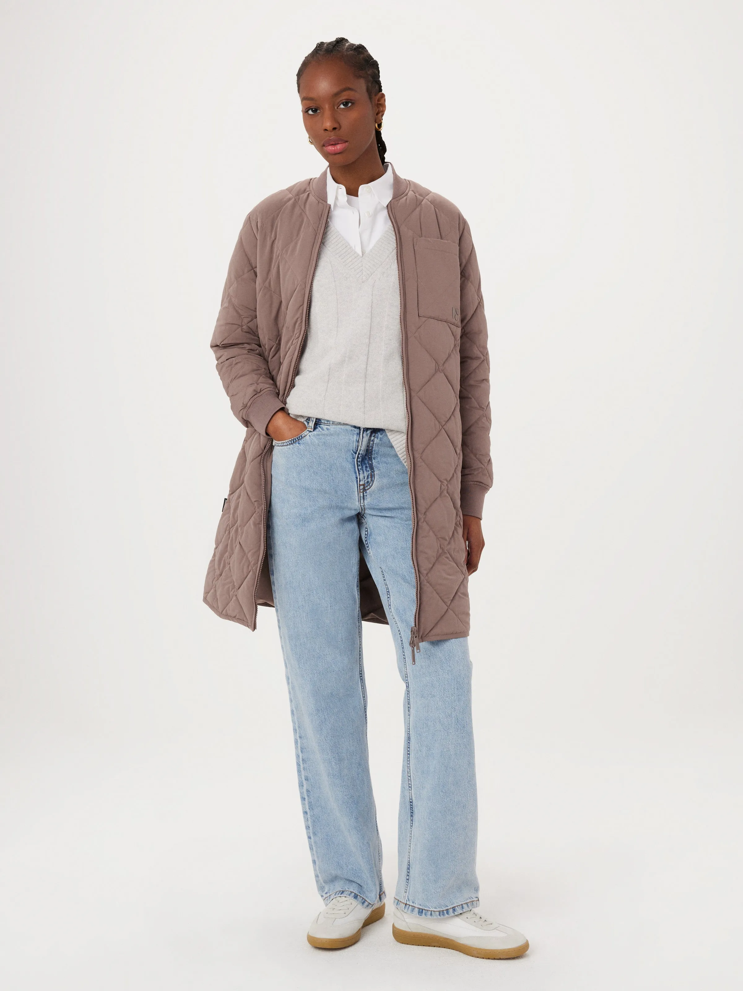 The Skyline Reversible Maxi Bomber in Pink Clay