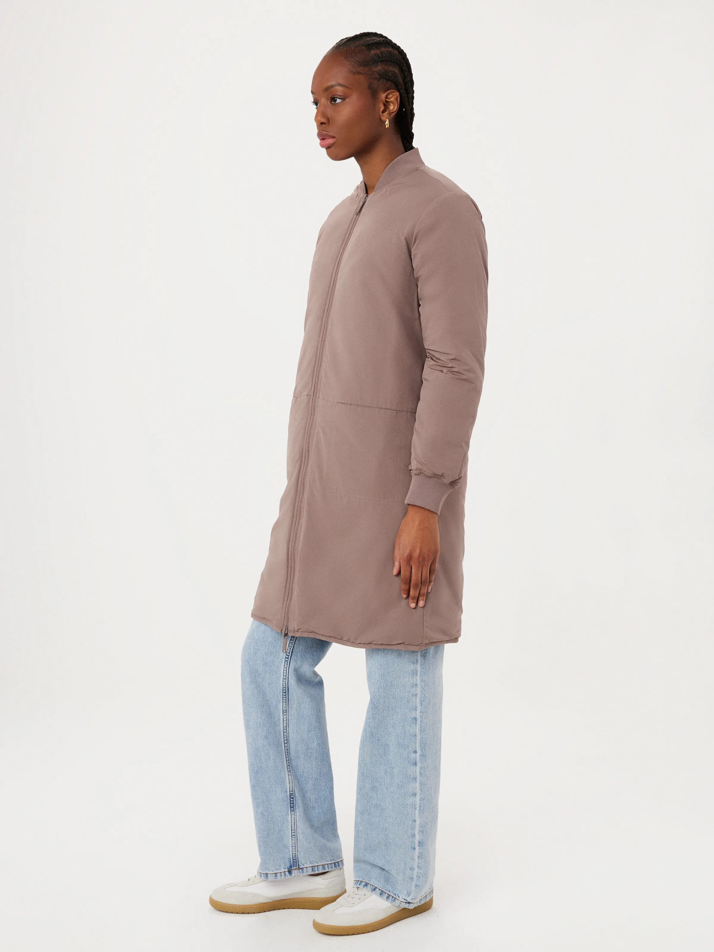 The Skyline Reversible Maxi Bomber in Pink Clay