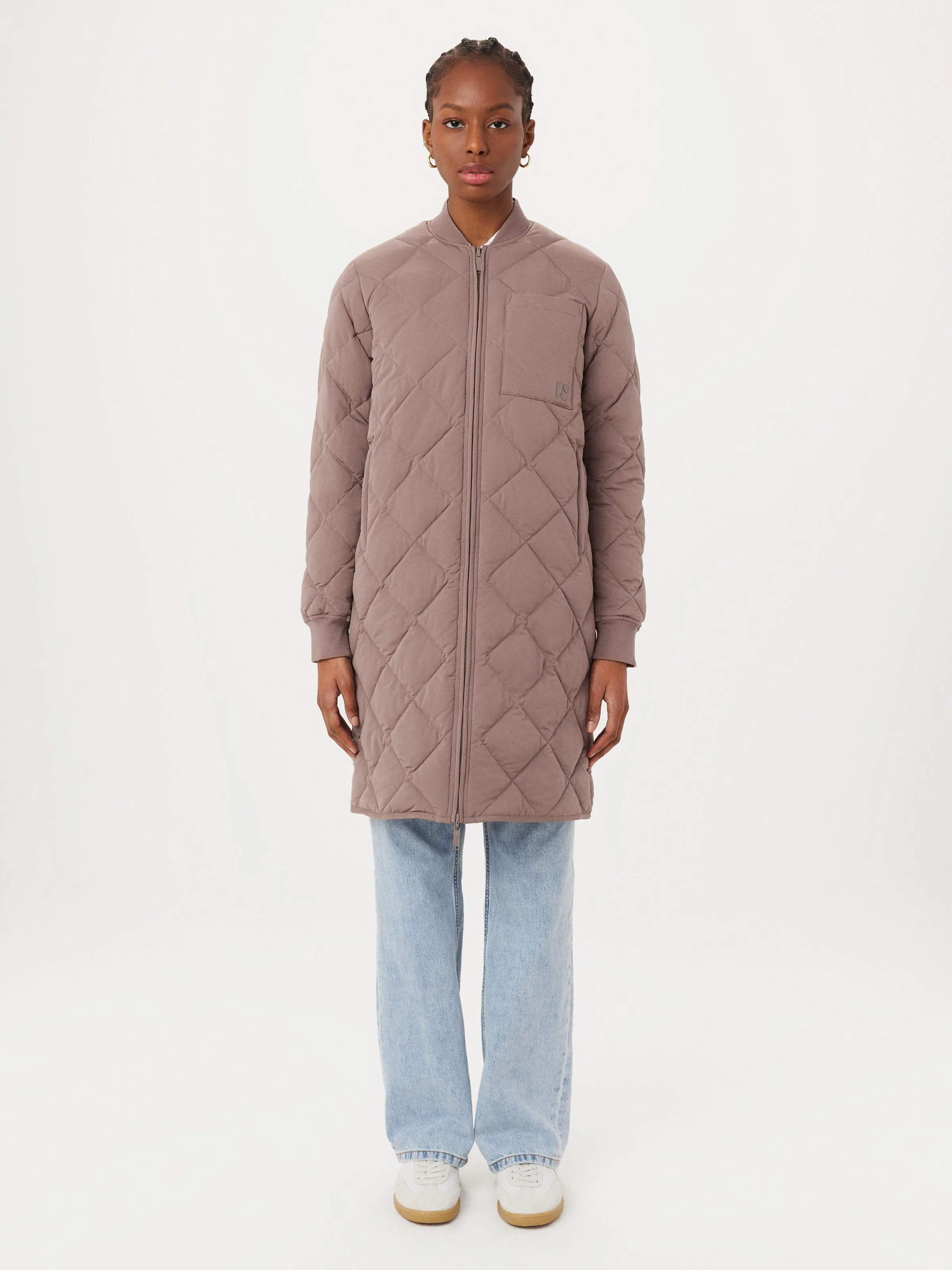 The Skyline Reversible Maxi Bomber in Pink Clay