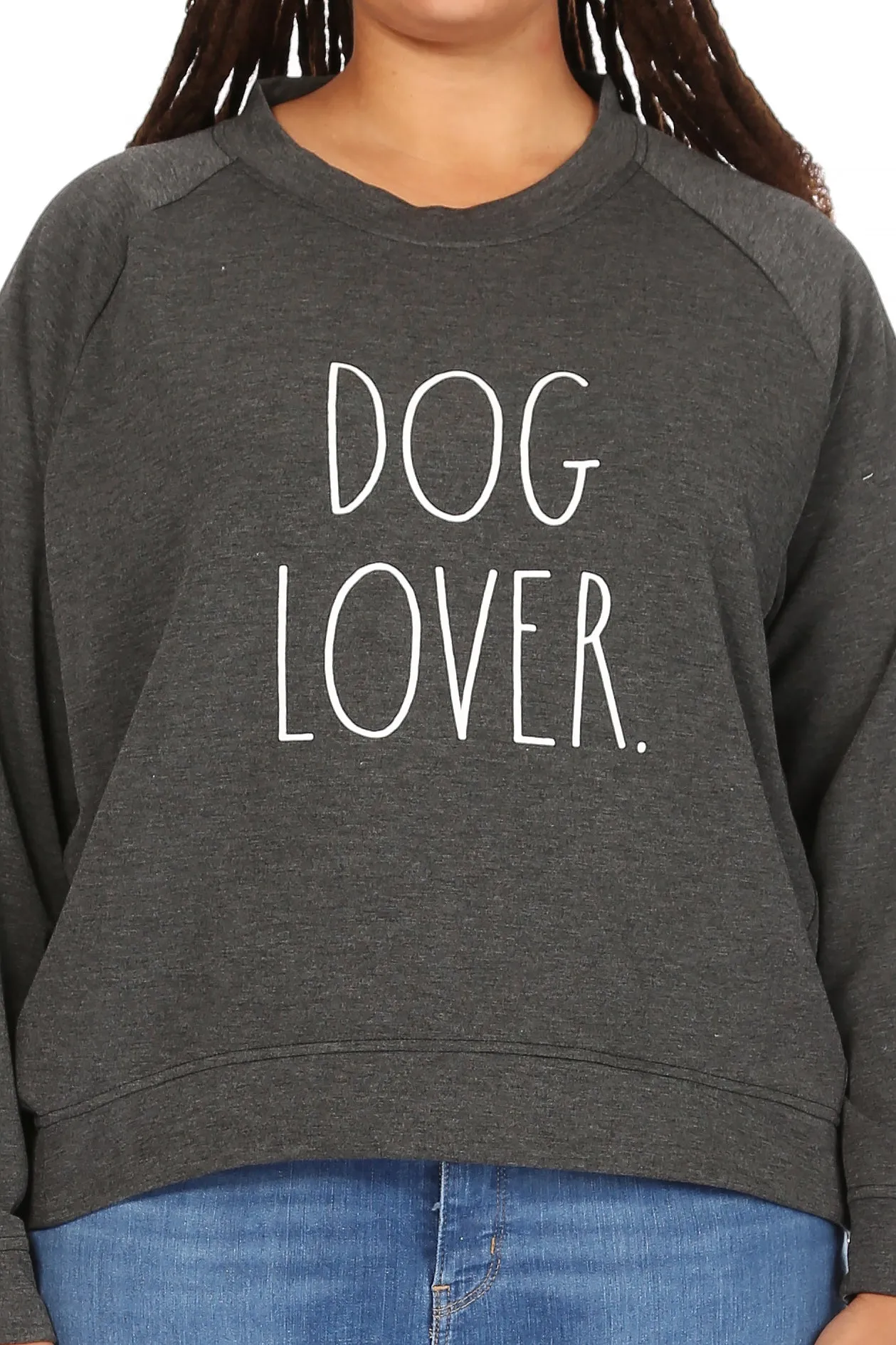 Women's "DOG LOVER" Plus Size Studio Raglan Pullover Sweatshirt